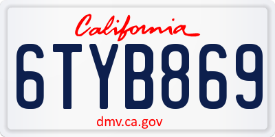 CA license plate 6TYB869