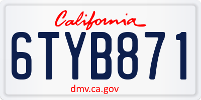 CA license plate 6TYB871