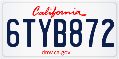 CA license plate 6TYB872