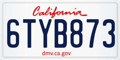 CA license plate 6TYB873