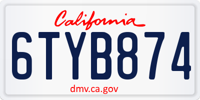 CA license plate 6TYB874
