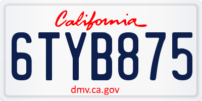 CA license plate 6TYB875