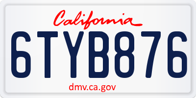 CA license plate 6TYB876