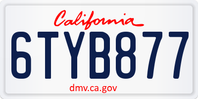 CA license plate 6TYB877