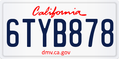 CA license plate 6TYB878