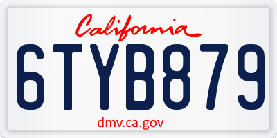 CA license plate 6TYB879
