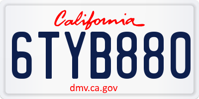 CA license plate 6TYB880