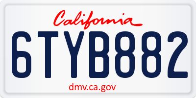 CA license plate 6TYB882
