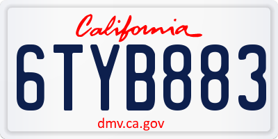 CA license plate 6TYB883