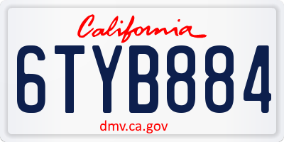 CA license plate 6TYB884