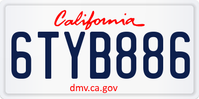 CA license plate 6TYB886