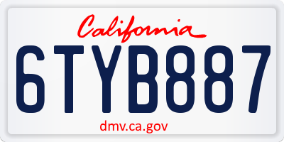 CA license plate 6TYB887
