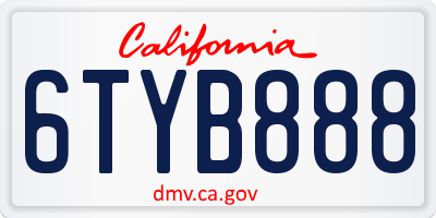CA license plate 6TYB888