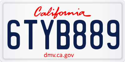 CA license plate 6TYB889
