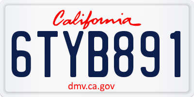 CA license plate 6TYB891