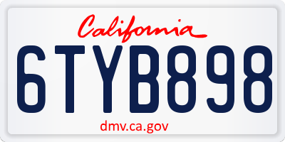 CA license plate 6TYB898