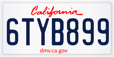 CA license plate 6TYB899