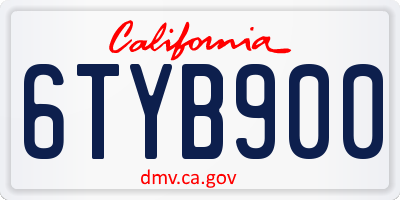CA license plate 6TYB900