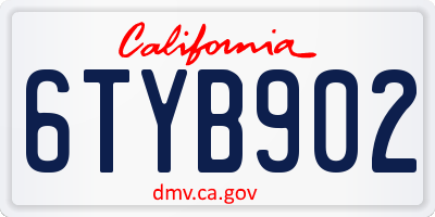 CA license plate 6TYB902