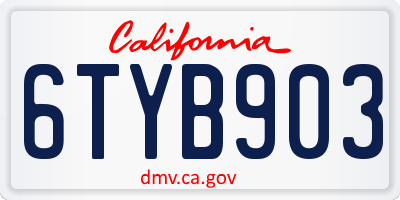 CA license plate 6TYB903