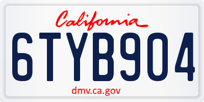 CA license plate 6TYB904