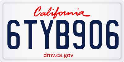 CA license plate 6TYB906
