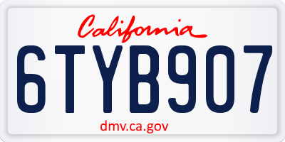 CA license plate 6TYB907
