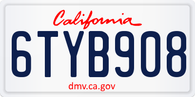 CA license plate 6TYB908