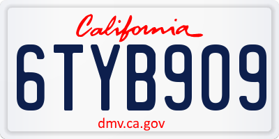 CA license plate 6TYB909