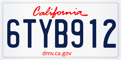CA license plate 6TYB912