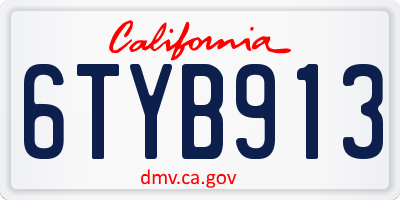 CA license plate 6TYB913
