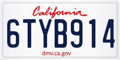CA license plate 6TYB914