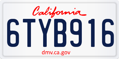 CA license plate 6TYB916