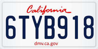 CA license plate 6TYB918