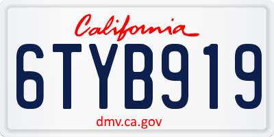 CA license plate 6TYB919
