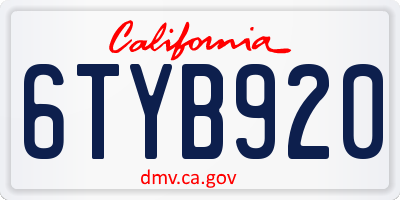 CA license plate 6TYB920