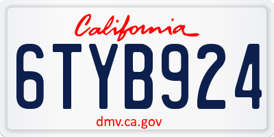 CA license plate 6TYB924