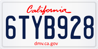 CA license plate 6TYB928