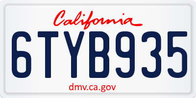 CA license plate 6TYB935