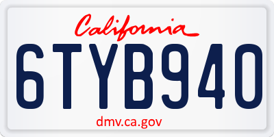 CA license plate 6TYB940