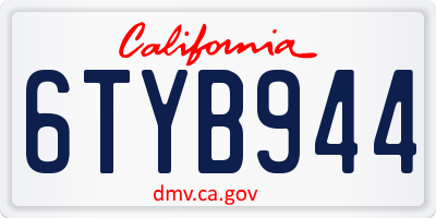 CA license plate 6TYB944