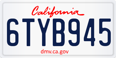 CA license plate 6TYB945