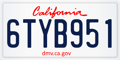 CA license plate 6TYB951