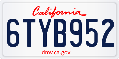 CA license plate 6TYB952