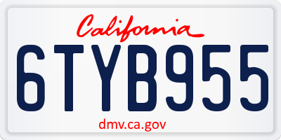 CA license plate 6TYB955