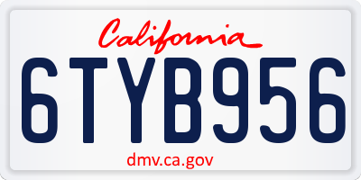 CA license plate 6TYB956