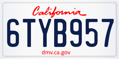 CA license plate 6TYB957