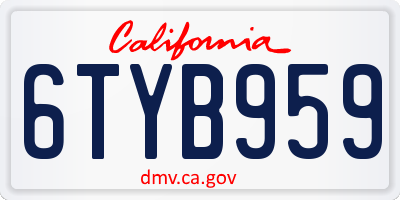 CA license plate 6TYB959