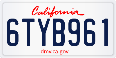 CA license plate 6TYB961
