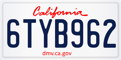CA license plate 6TYB962